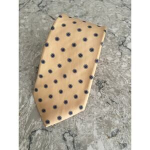 Vintage Adolfo 100% Imported Silk Men's Neck Tie Yellow w Blue Dots JL